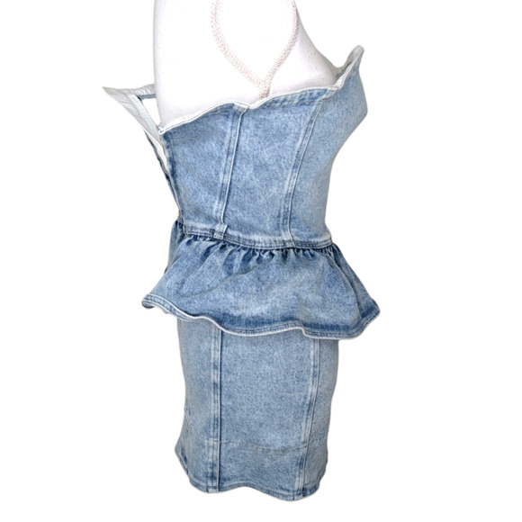 Isabel Marant Dolizi Strapless Denim Mini Dress Size 36 - Picture 6 of 9